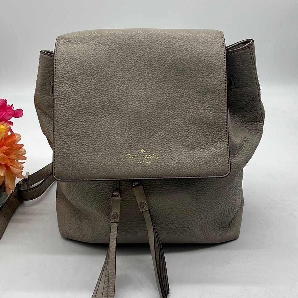 Kate Spade Vintage Tan /Taupe Sinch Pebble Leather Backpack MCB2086L